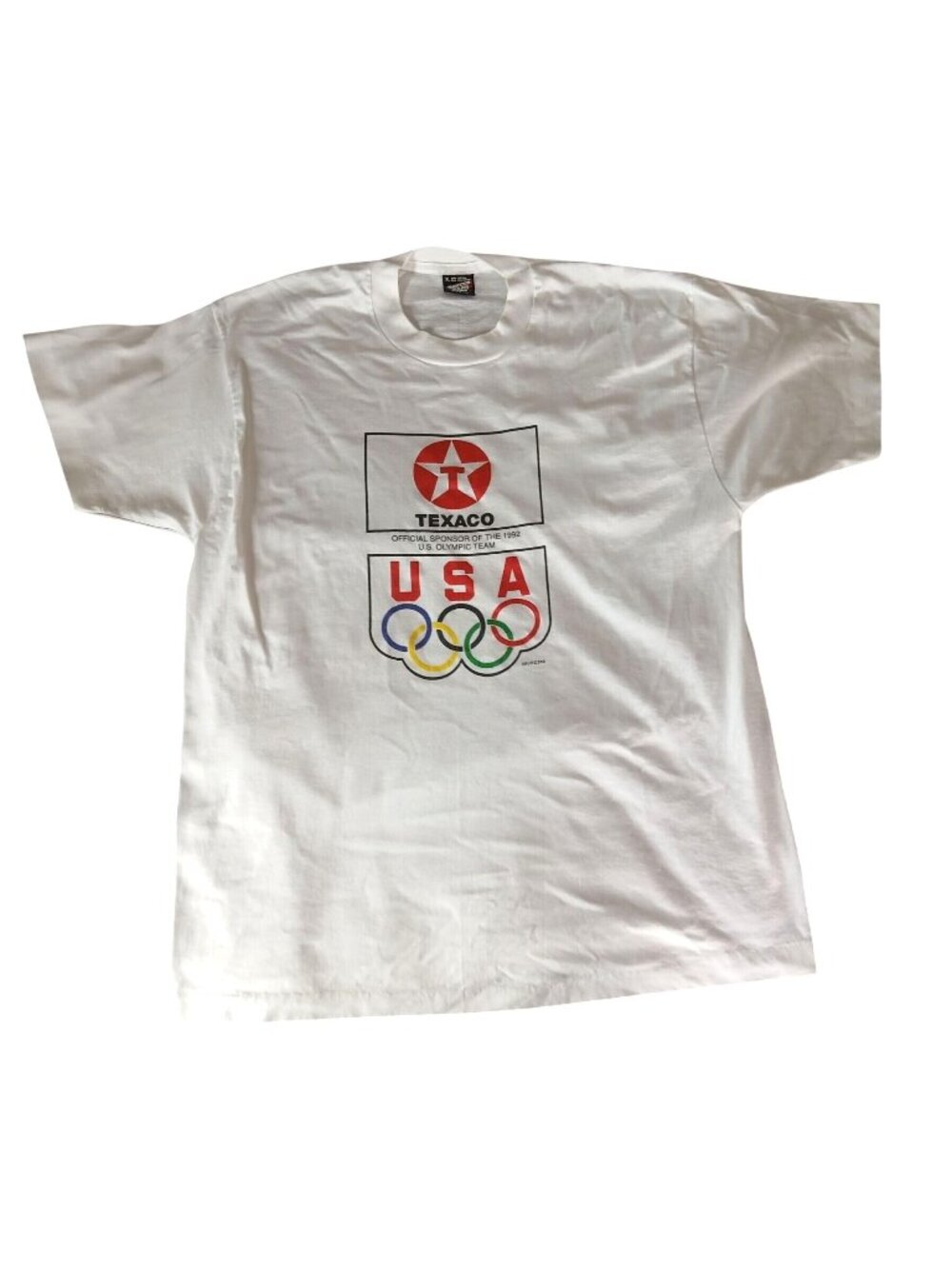 Vintage Screen Stars 1992 Texaco US Olympic Team White Graphic T Shirt XL USA